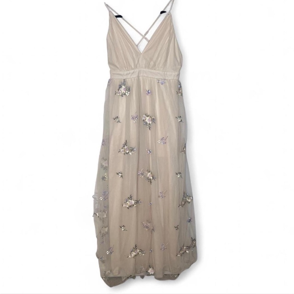 Lulus Cream Floral Embroidered Maxi Dress – Size M, Elegant Formal Gown - Picture 3 of 8